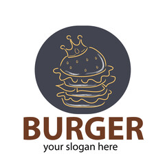 burger king line art vector with dark purple background