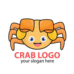 cute crab vector yellow body and orange legs