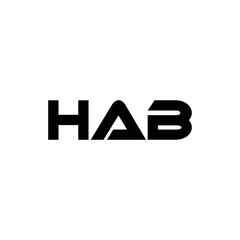 HAB letter logo design with white background in illustrator, vector logo modern alphabet font overlap style. calligraphy designs for logo, Poster, Invitation, etc.