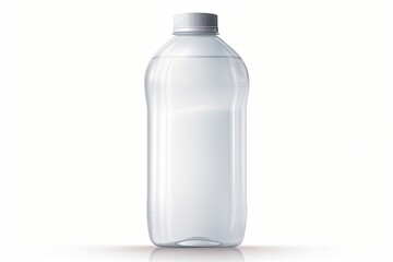 clear plastic water bottle with a white cap on a plain white background Generative AI