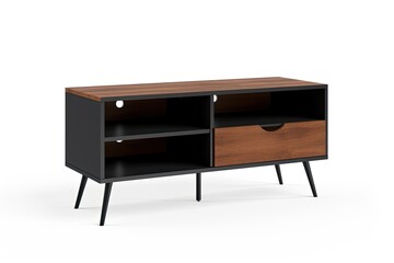 modern black and brown cabinet with two spacious drawers and silver handles Generative AI