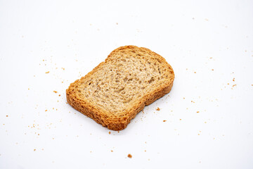 toasted bread slices for breakfast isolated on white studio background
