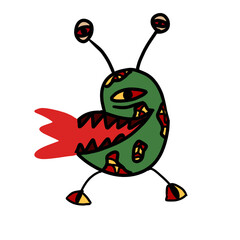 Green alien with 360 degree eyes 