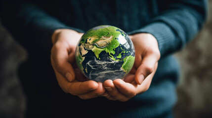 Environmental protection, energy sources. Plant growing in the bulb concept. Generative AI