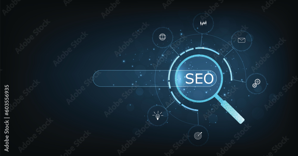 Poster (seo) search engine optimization. internet technology for business company. search engine optimizati