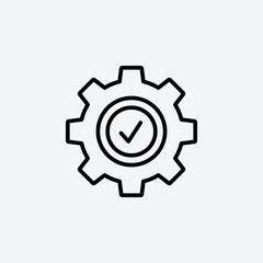 Gear with check mark line icon vector illustration.