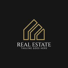 Real estate luxury logo design, house roof related to property.