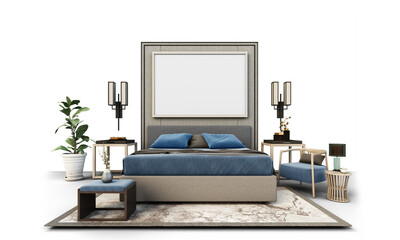 Bed and sofa on transparent background