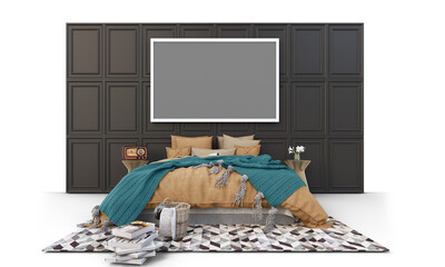 Bed and sofa on transparent background