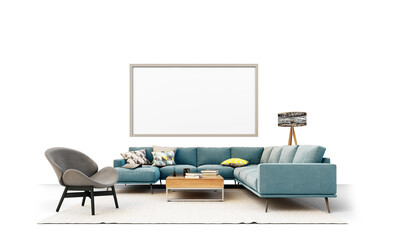 Bed and sofa on transparent background