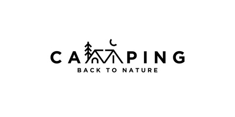 camping logotype and tent icon back to nature minimalism concept design
