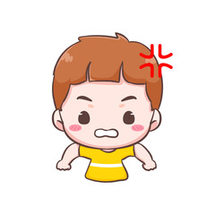 Cute kid boy cartoon character. People expression concept design. Isolated background. Vector art illustration.