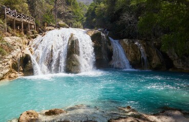 Naklejka premium El Chiflon is a massive cascading waterfall consisting of multiple levels. It's one of Chiapas' most scenic places.