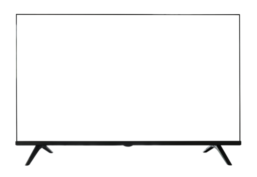 LED TV with blank screen on transparent background png file