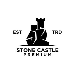 Stone castle fortress logo icon design illustration template