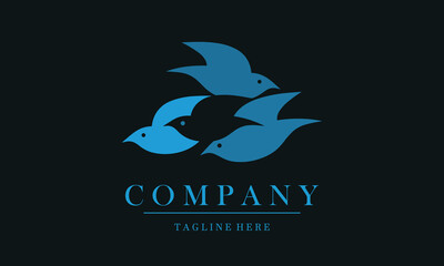 flock of birds logo design vector icon. Design flock of  bird with blue pastel colors.
