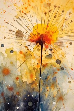 Digital illustration of flowers and colorful shapes done in an abstract expressionism style, concept art, abstraction, floral themed, design asset, generative ai
