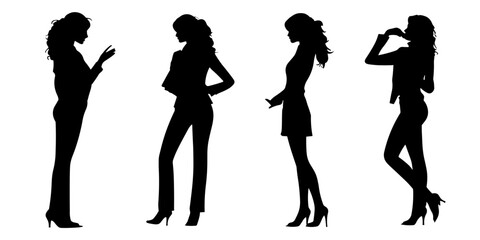 set of business women silhouette 