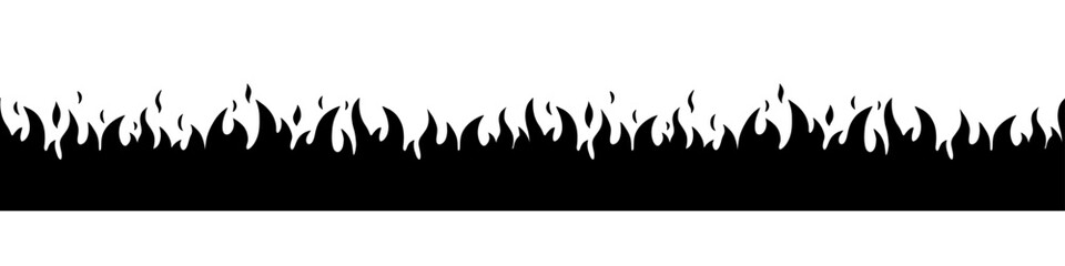 Hand drawn fire silhouette seamless border. © Elena