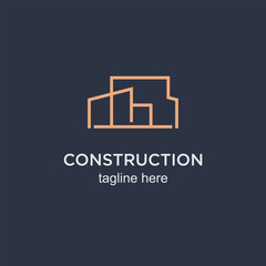 Construction logo design simple concept Premium Vector