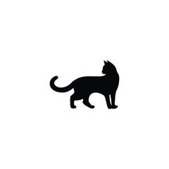 Vector isolated walking cat silhouette, logo, print, decorative sticker