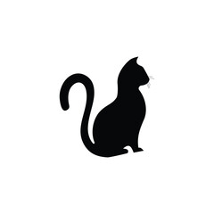 Vector isolated cat silhouette, logo, print, decorative sticker