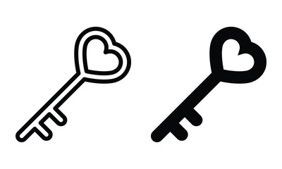 Love key icon with outline and glyph style.