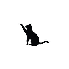  Cat playing raising paw silhouette