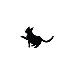  Cat playing raising paw silhouette