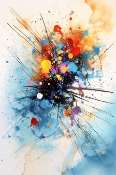 Digital illustration of flowers and colorful shapes done in an abstract expressionism style, concept art, abstraction, floral themed, design asset, generative ai
