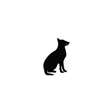 Vector silhouette of a side dog on a white background