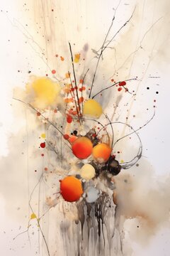 Digital illustration of flowers and colorful shapes done in an abstract expressionism style, concept art, abstraction, floral themed, design asset, generative ai
