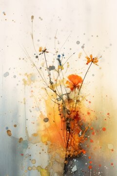 Digital illustration of flowers and colorful shapes done in an abstract expressionism style, concept art, abstraction, floral themed, design asset, generative ai
