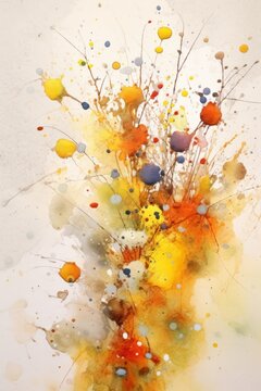 Digital illustration of flowers and colorful shapes done in an abstract expressionism style, concept art, abstraction, floral themed, design asset, generative ai

