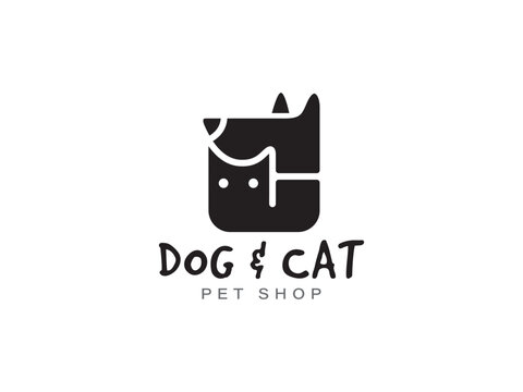 Dog cat silhouette icon logo template vector illustration