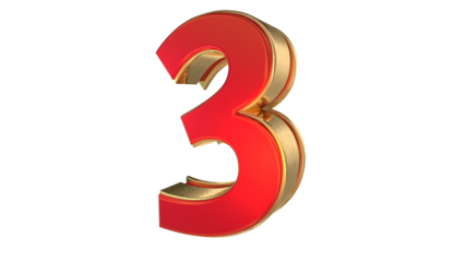 Red 3d number 3