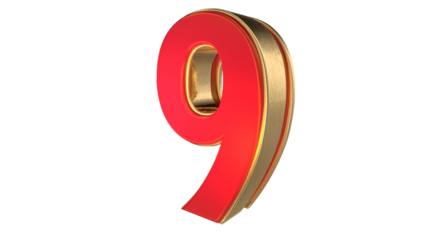 Red 3d number 9