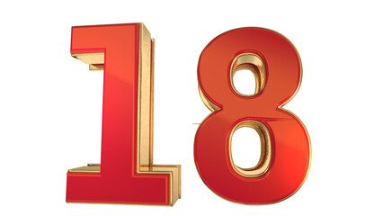 Red 3d number 18