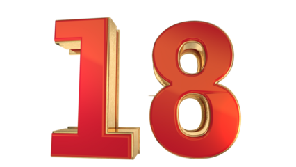 Red 3d number 18