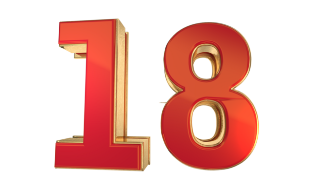 Red 3d number 18