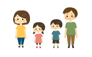 立っている家族のイラスト