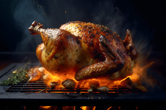 roasted chicken on a grill
