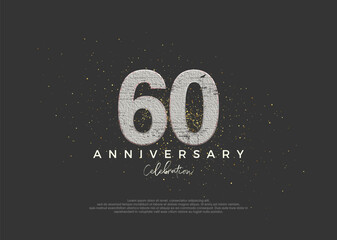 Rustic number for 60th anniversary celebration. premium vector design. Premium vector for poster, banner, celebration greeting.