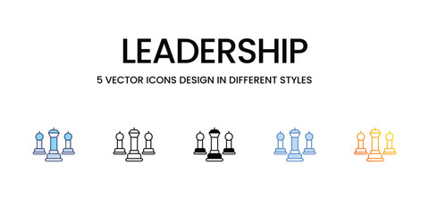 Leadership Icon Design in Five style with Editable Stroke. Line, Solid, Flat Line, Duo Tone Color, and Color Gradient Line. Suitable for Web Page, Mobile App, UI, UX and GUI design.