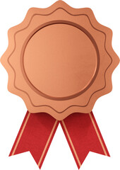 3D Render Bronze Medal With Ribbon