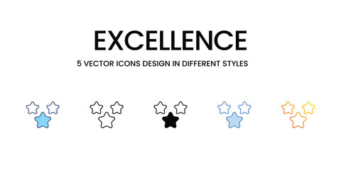 Excellence Icon Design in Five style with Editable Stroke. Line, Solid, Flat Line, Duo Tone Color, and Color Gradient Line. Suitable for Web Page, Mobile App, UI, UX and GUI design.
