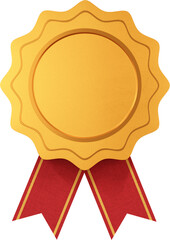 3D Render Gold Medal With Ribbon