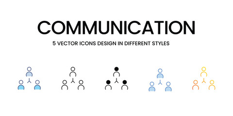 Communication Icon Design in Five style with Editable Stroke. Line, Solid, Flat Line, Duo Tone Color, and Color Gradient Line. Suitable for Web Page, Mobile App, UI, UX and GUI design.