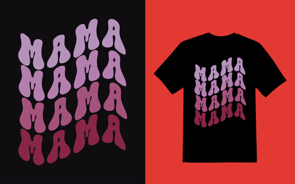 Retro wavy mom t shirt design