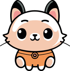 Funny cat and adorable kitten character vector design with flat color in white background suitable for sticker, cartoon and print design.